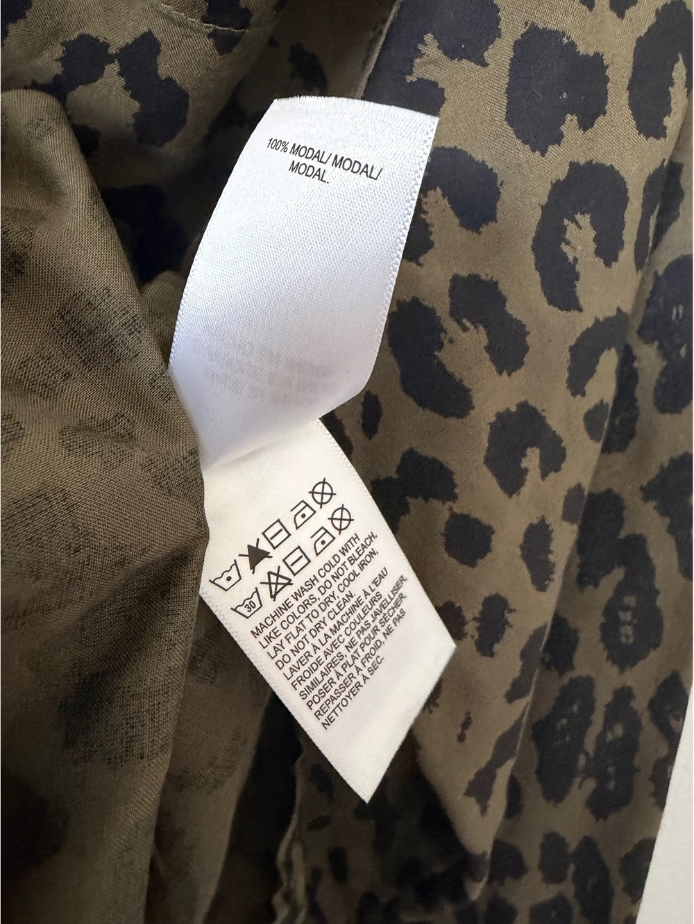Lucky Brand Long Sleeve Button Front Olive Green/Black Animal Print Shirt Size L - Picture 7 of 7